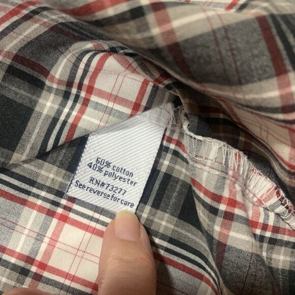 Dress Shirt Men Medium Croft & Barrow Black Plaid Cotton Blend Button-Down Colla - Picture 5 of 6